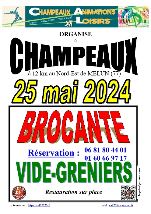 VIDE-GRENIERS à CHAMPEAUX (77), le 25 mai 2024