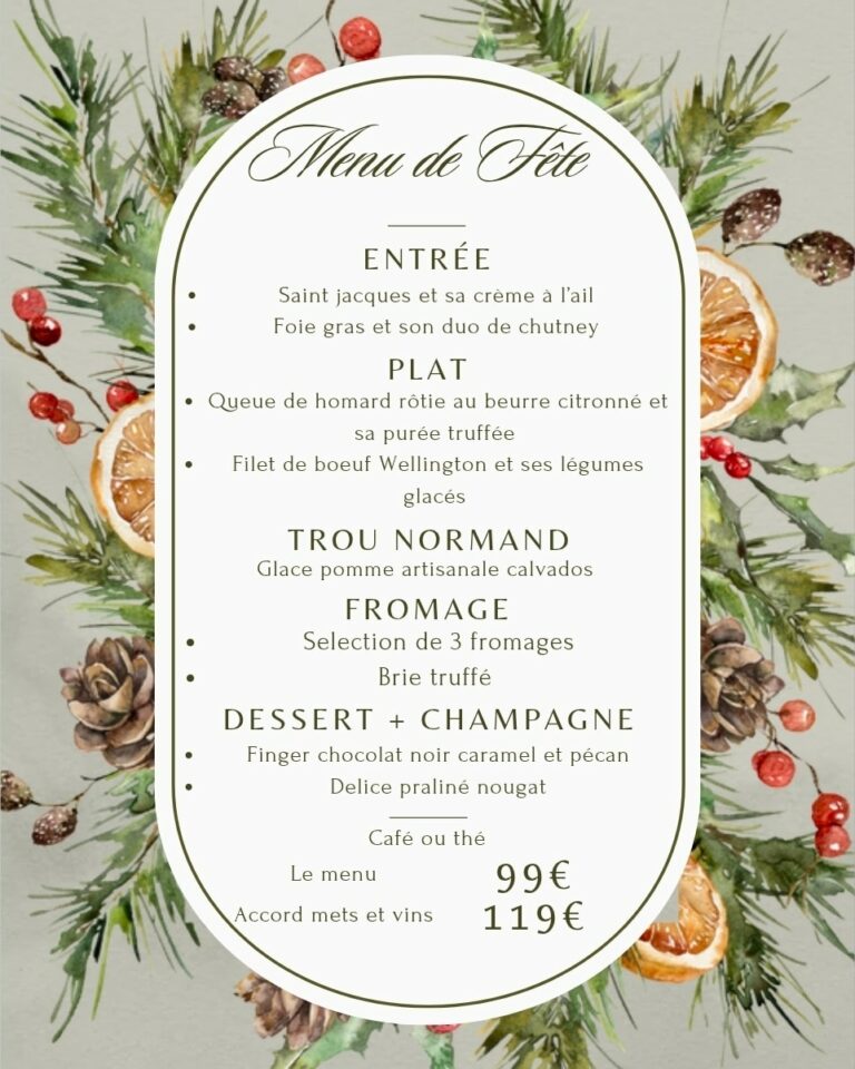 Menu de fêtes à l'Ecureuil de Coubert