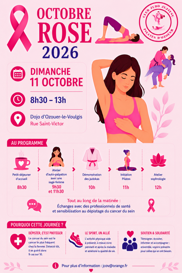 Octobre rose avec le Club de judo – jujitsu – pilâtes d&rsquo;Ozouer-le-Voulgis